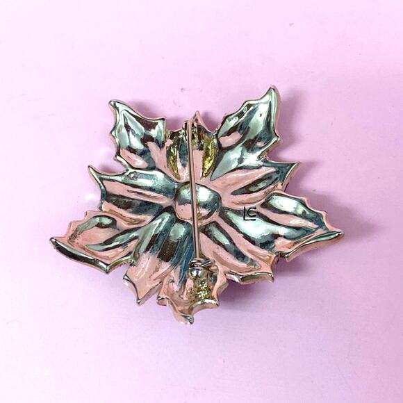 Vintage Liz Claiborne Poinsettia Flower Brooch - Picture 3 of 4